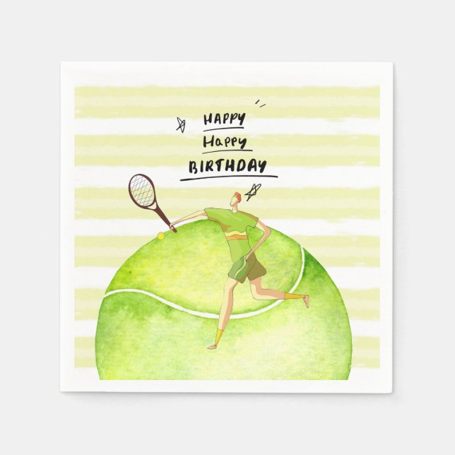 Tennis  Birthday  for Tennis Player watercolor  Napkin (Front)