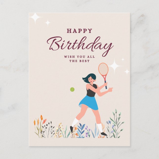 Tennis Birthday for Woman Player  Postcard (Front)
