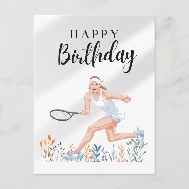 Tennis Birthday for Woman Player  Postcard (Front)