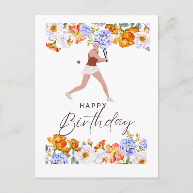 Tennis Birthday for Woman Player  Postcard (Front)