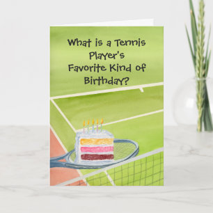 Tennis Birthday Funny Cake Served on Tennis Racket Card
