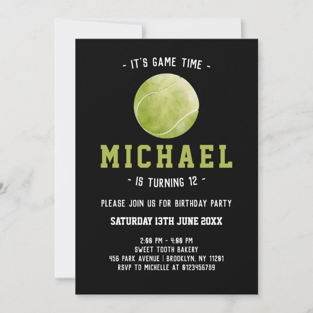 Tennis Birthday Invitation (Front)
