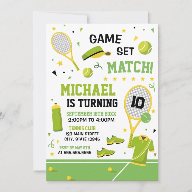 TENNIS Birthday Invitation (Front)