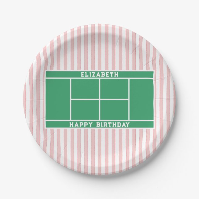 Tennis Birthday Paper Plate (Front)