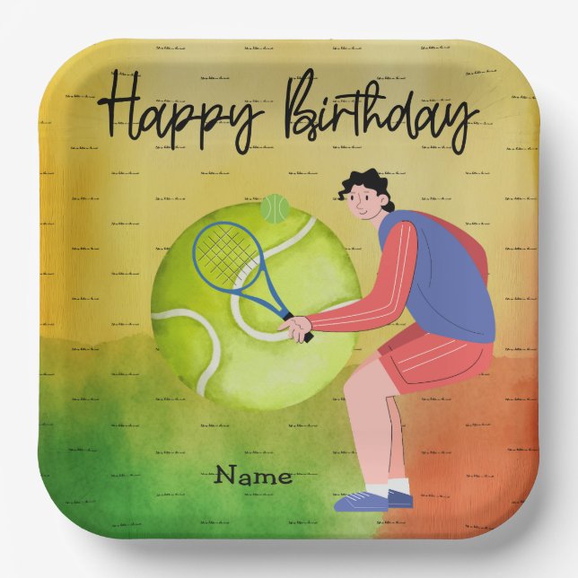 Tennis birthday  paper plate (Front)
