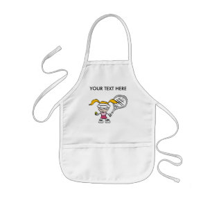 Tennis Birthday party apron with cute cartoon girl