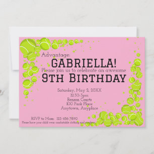 Tennis Birthday Party Invitation