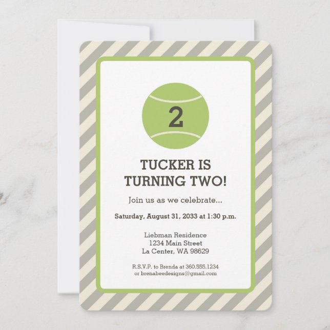 Tennis Birthday Party Invitation (Front)