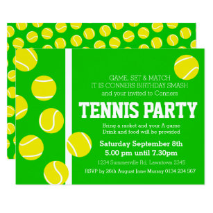 Tennis Birthday Party Invitations 7