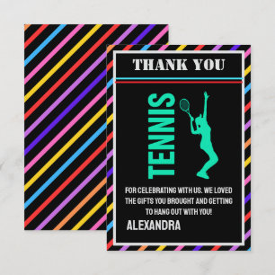 Tennis Birthday Party, Tennis Girl Player  Thank You Card