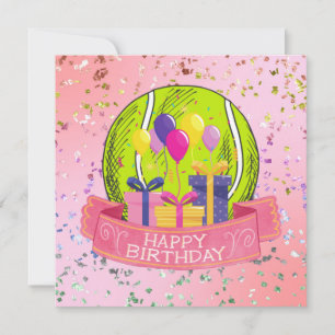 Tennis Birthday Pink theme for Girl  Card
