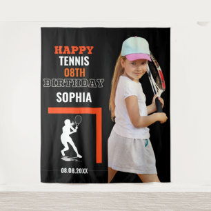 Tennis Birthday, Tennis Girl Player Backdrops Tapestry