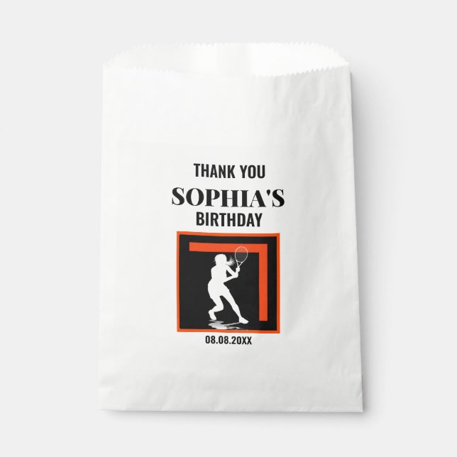 Tennis Birthday, Tennis Girl Player  Favour Bags (Front)