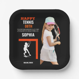 Tennis Birthday, Tennis Girl Player  Paper Plate
