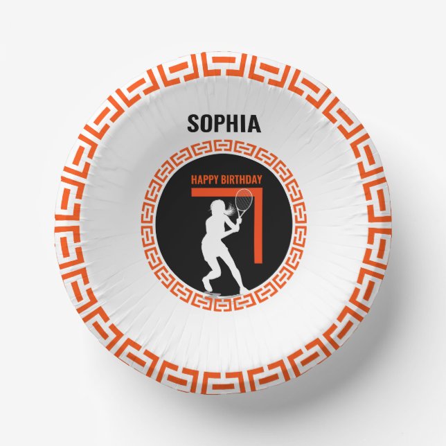 Tennis Birthday, Tennis Girl Player  Paper Plate (Front)