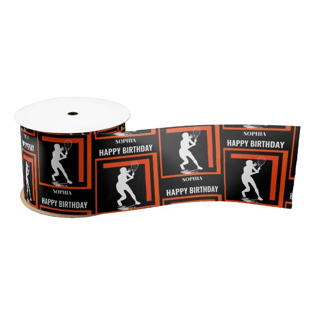 Tennis Birthday, Tennis Girl Player  Satin Ribbon (Spool)