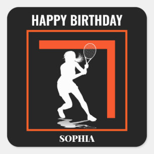 Tennis Birthday, Tennis Girl Player  Square Sticker