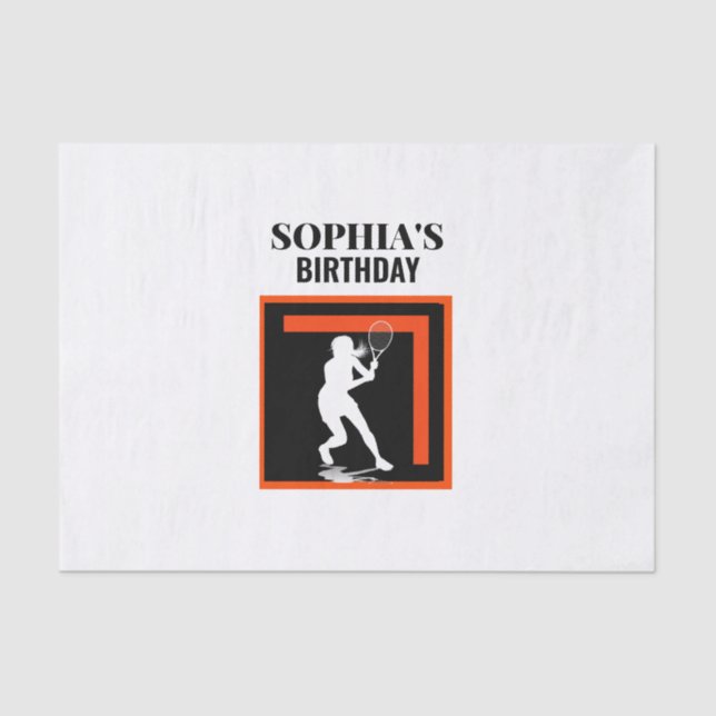 Tennis Birthday, Tennis Girl Player  Tissue Paper (Front)