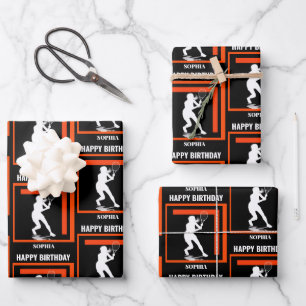 Tennis Birthday, Tennis Girl Player  Wrapping Paper Sheet