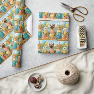 Tennis Birthday themed for Cat Lovers Wrapping Paper