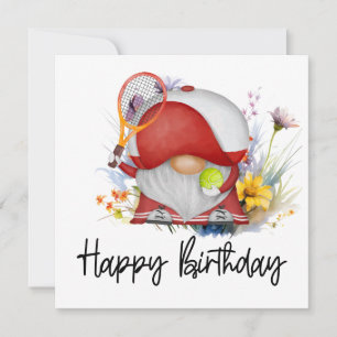 Tennis Birthday with ball and flowers Card
