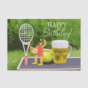 Tennis Birthday with Beer and ball racket for Mum  Tissue Paper