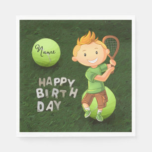 Tennis Birthday with tennis balls for boy player   Napkin
