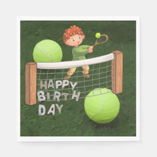 Tennis Birthday with tennis balls for boy player   Napkin