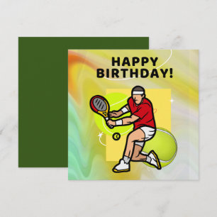 Tennis Birthday with Tennis Player on Ball Card