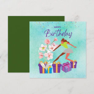 Tennis Birthday with Tennis Player watercolor Card