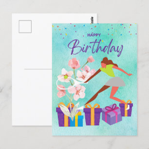 Tennis Birthday with Tennis Player watercolor Card