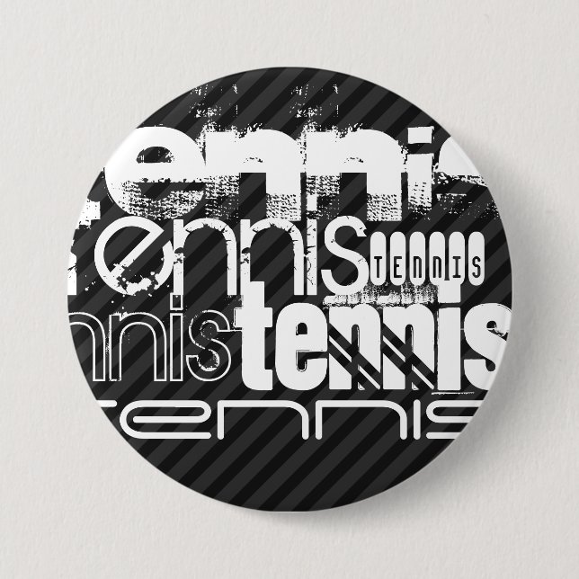 Tennis; Black & Dark Grey Stripes 7.5 Cm Round Badge (Front)