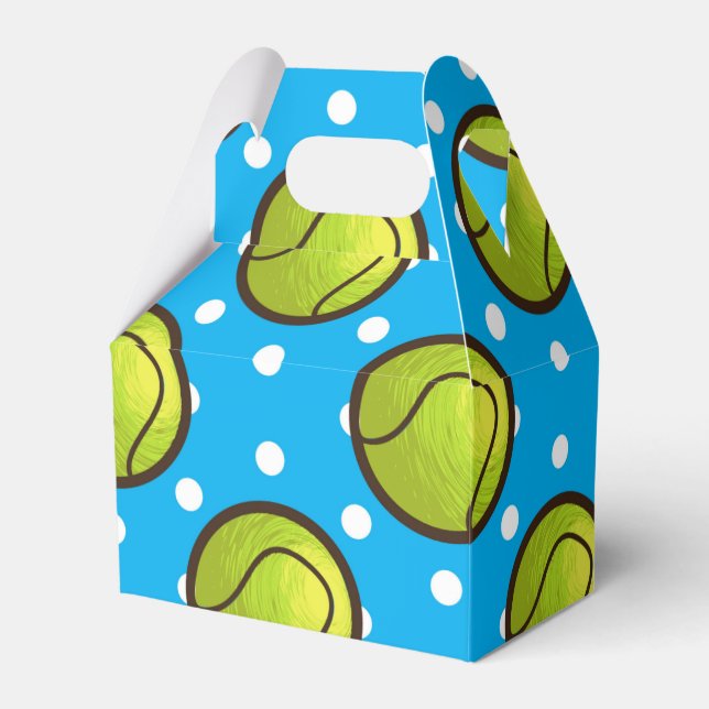 Tennis Blue Polka Dots Birthday Party  Favour Box (Front Side)