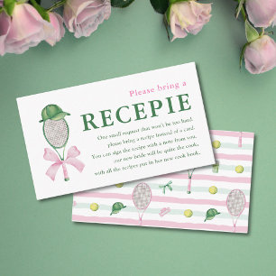 Tennis Bridal Shower Recipe Enclosure Card Insert