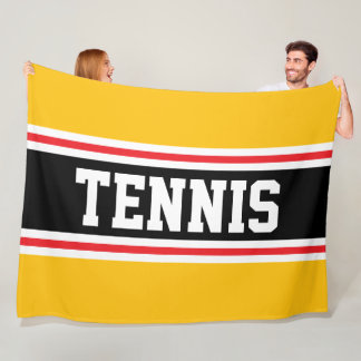 TENNIS Bright Golden Orange Red Black Stripes Fleece Blanket