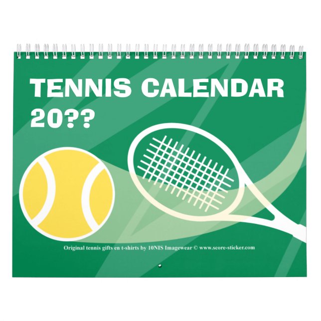 Tennis Calendar gift with colourful illustrations (Cover)