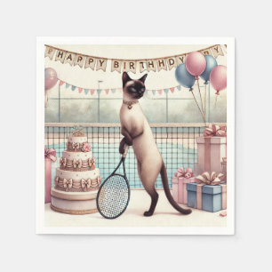 Tennis Cat Birthday Themed Napkins Cute Cat
