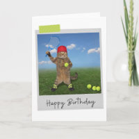Tennis Cat Funny Birthday Card