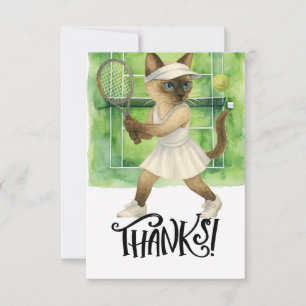 Tennis Cat lovers on the court Thank You Card
