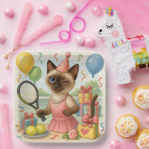 Tennis Cat Paw-some Birthday Party Paper Plate