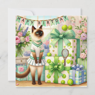 Tennis Cat Watercolor for Birthday Gifts