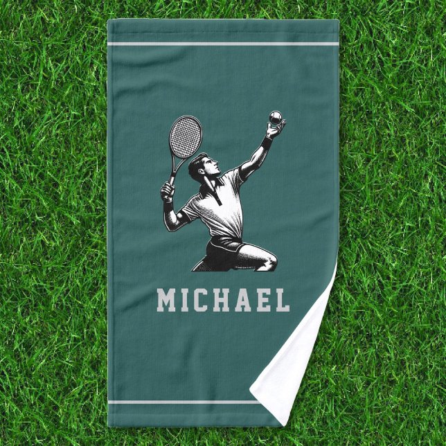 Tennis Champ Serves For Title Custom Name Hand Towel (Creator Uploaded)