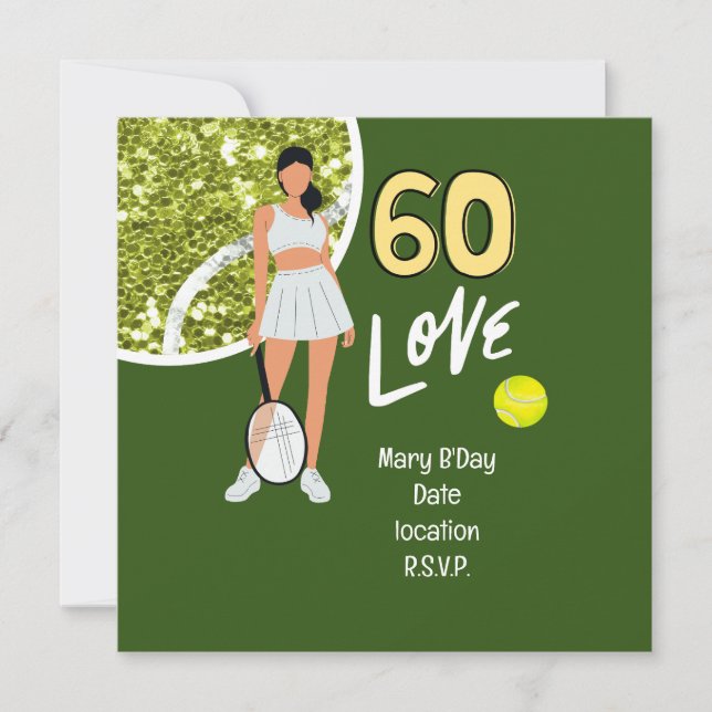 Tennis "Chic 60th Birthday Party Invitation  (Front)