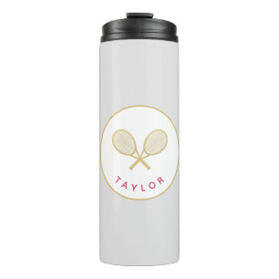 Tennis Chic Player Gift Pink and Gold Custom Thermal Tumbler