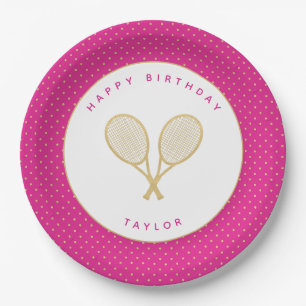 Tennis Chic Sports Themed Pink and Gold Paper Plate