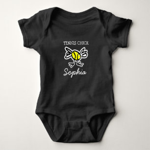 Tennis chick one piece green girls baby bodysuit