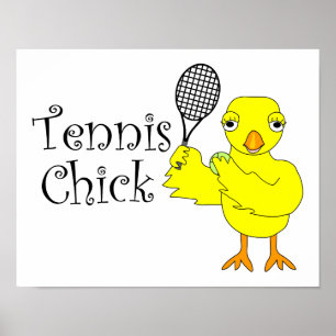 Tennis Chick Text Poster