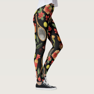 Tennis Christmas ball and racket gifts for Party Leggings