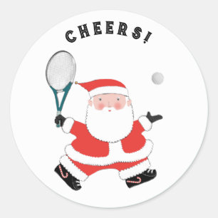Tennis Christmas Classic Round Sticker