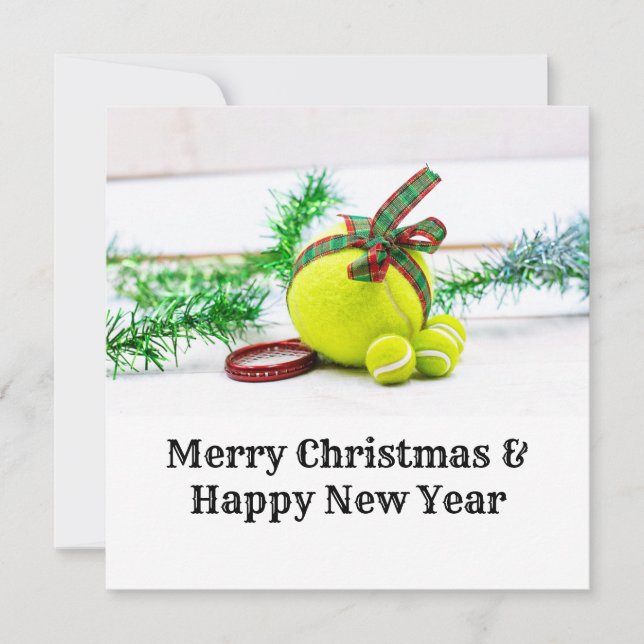 Tennis Christmas decoration with ball and ribbon (Front)